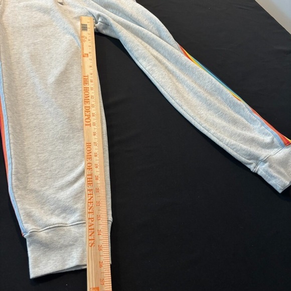 Aero Womens Grey Rainbow Stripe Cotton Womens Joggers Size Large Retro Comfort - Picture 8 of 11